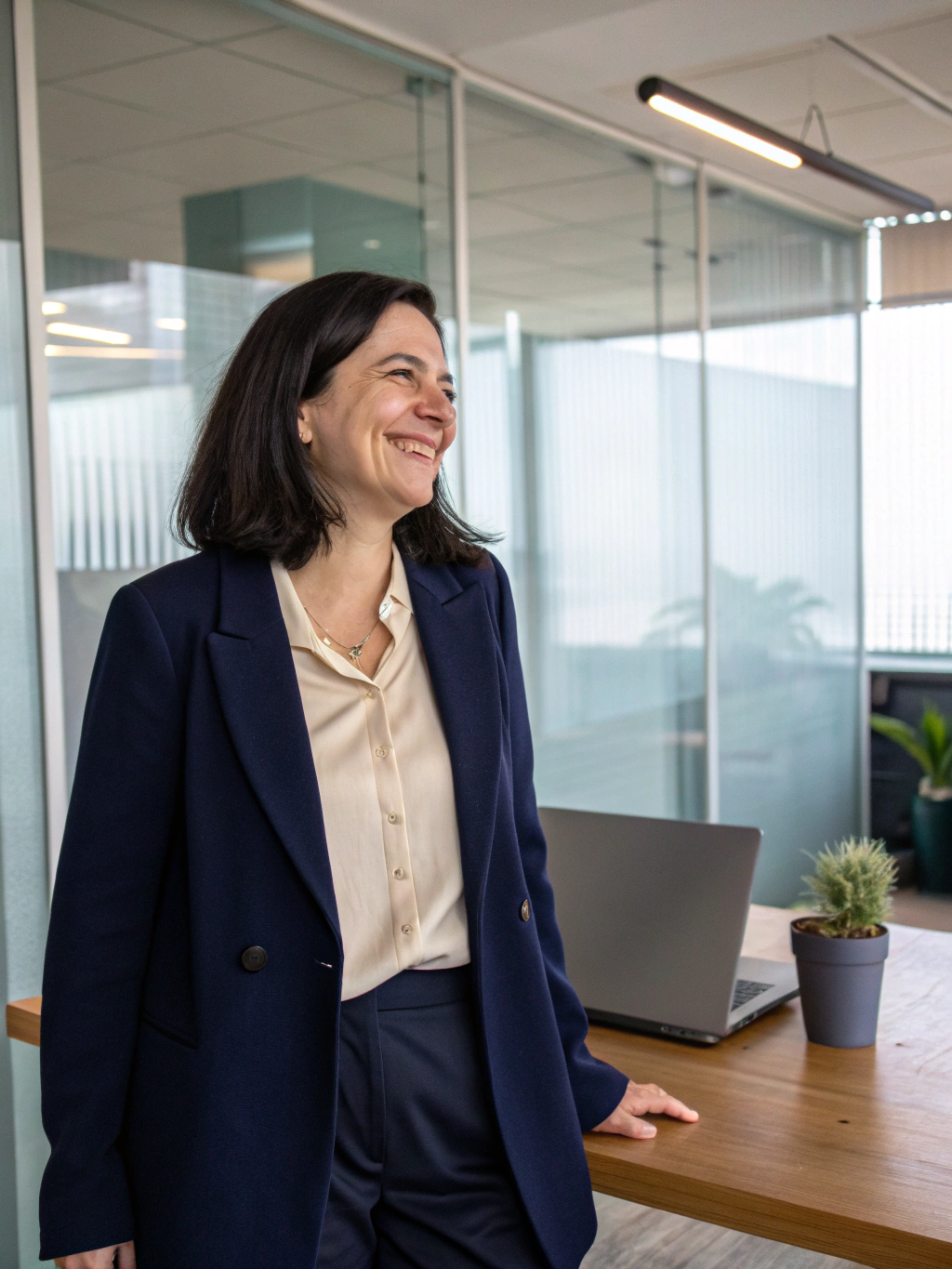 Empowered woman leader standing confidently in professional attire